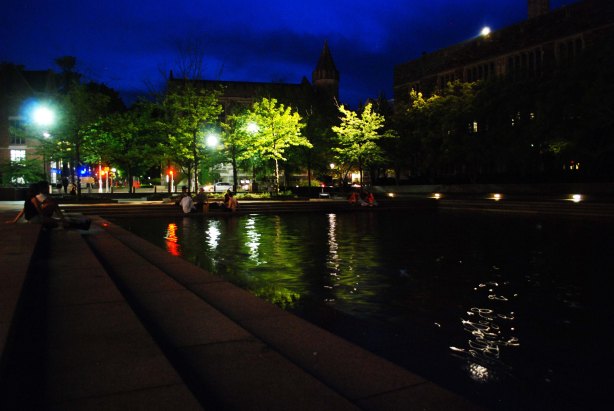 The reflecting pond in front of Robertson Hall (to the left and out of the frame)